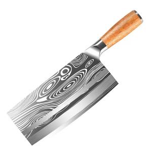 उच्च ग्रेड 3Cr13 स्टेनलेस स्टील रसोई चाकू सेट हस्तनिर्मित जाली ब्लेड चीनी शेफ सब्जी सफाई और बोरिंग लकड़ी चाकू - Product Image 6