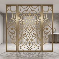 Paravent décoratif moderne en acier inoxydable 304 découpé au laser, à rayures horizontales, pour séparation de pièce, idéal pour mariages et hôtels