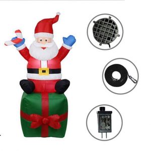 Père Noël gonflable lumineux en terylène fait main de 180 cm (6 pieds) sur boîte cadeau, pour intérieur et extérieur, jardin, hôtel, maison - Product Image 5