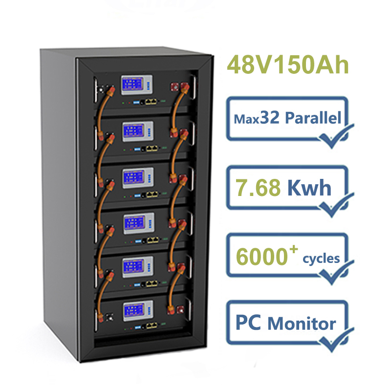 6000 Deep Cycle Max 32 Parallel LiFePO4 Solar Inverter Battery 7.68Kwh Power Pack Battery Lithium Phosphate Battery 48V 150Ah