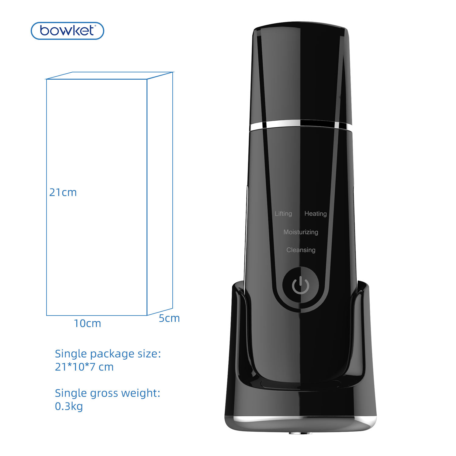 ORANGLES Bowket Professional Cordless Blackhead Remover | Ultrasonic Skin Scrubber & Pore Cleaner Spatula | Face Detox & Tightening Tool (Black) – orangles Qatar - full product showcase - displaying specifications - Image 5 of 6 | adapts to any space | Bowket Professional Cordless Blackhead Remover | Ultrasonic Skin Scrubber & Pore Cleaner Spatula | Face Detox & Tightening Tool (Black) – orangles Qatar deal New Jersey | Free Shipping ORANGLES