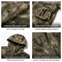 Veste de chasse légère à capuche pour homme, coupe-vent en nylon, fermeture éclair, manteau d'extérieur, doublure en toile ripstop camouflage, prix bas