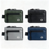 Porte-cartes personnalisé anti-RFID en cuir synthétique, mini portefeuille à fermeture éclair, doublure polyester, multi-poches, fabrication en usine