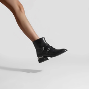<span class=keywords><strong>Bottines</strong></span> à talon épais et bout carré pour femmes, <span class=keywords><strong>chaussures</strong></span> à double boucle pour les fêtes et le quotidien - Product Image 6
