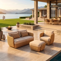 Verstellbarer Balkon-Couchtisch mit Dicker Polsterung für Schwimmbäder, Italienisches Modernes Luxus-Design in Kugelform, Naturfarben, für Villen, aus PE-Material