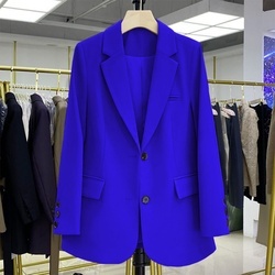 Damen Einfarbiger <span class=keywords><strong>Blazer</strong></span> Jacke mit Reverskragen 2-Knopf Langarm Büro-Anzug Mantel Lässige Lose Formelle Business-Oberbekleidung für Damen - Product Image 3