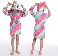 Peignoirs de bain en flanelle pour femmes et enfants, motif de dessin animé licorne renard, robes de nuit, vêtements de nuit pour filles, hiver, respirant, moelleux