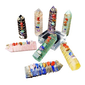 Doğal kristal renkli çakıl kristal noktası sütun pembe beyaz ametist kaya altıgen prizma kablolu 7 çakra taş ev el sanatları - Product Image 1