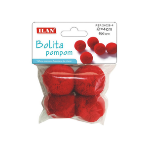 Iln <b>Wool</b> Pompom 4.0 Cm Red <b>Craft</b> Decorations - Product Image 2