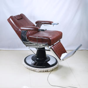 Fauteuil de barbier moderne noir pliable en cuir synthétique robuste avec pompe hydraulique et repose-pieds réglable pour salon commercial - Product Image 4