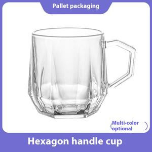 Manico di <span class=keywords><strong>diamante</strong></span> semplice esagono tazza di caffè domestico e tazza di acqua con accompagnamento bicchieri di vetro regalo all'ingrosso - Product Image 2