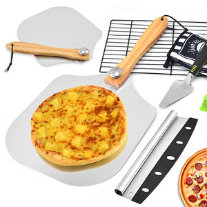 Pala para <span class=keywords><strong>Pizza</strong></span> de Aleación de Aluminio de 12 x 14 Pulgadas, Plegable, con Mango de Madera y Cuchillo Tipo Rocker - Product Image 4