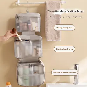 Tas Makeup Portabel BRM Anti Air untuk Perjalanan, Kapasitas Besar, Dapat Digunakan untuk Barang Kering dan Basah, Tas Perlengkapan Mandi Genggam Buatan Cina - Product Image 3