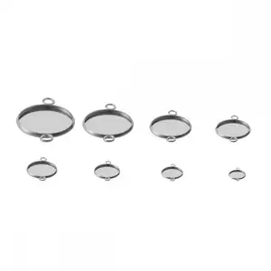 New blank trays settings Stainless Steel cabochon connector setting Round DIY 6/8/10/12/14/16/18/20/25mm 30PCs/Bag 756149