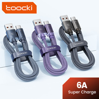 Toocki kabel pengisi daya cepat iPhone, 3 warna 240W A-C Tipe C untuk Android USB Tipe C untuk perjalanan & Rumah