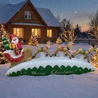 Décoration de jardin gonflable avec logo lumineux Père Noël et boîte cadeau pour rehausser l'ambiance des fêtes, imperméable et résistante au vent