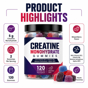 Créatine Monohydrate Électrolyte 6500mg Pure HCl Micronisée en Bonbons Gélifiés pour Adultes Marque Blanche - Product Image 3