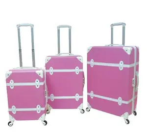 复古时尚女性女孩美容箱ABS手提箱套装轻量行李箱