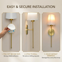 Applique murale LED sans fil de luxe en fer, télécommandée, adhésive 3M, à piles rechargeables, pour hôtel et salon