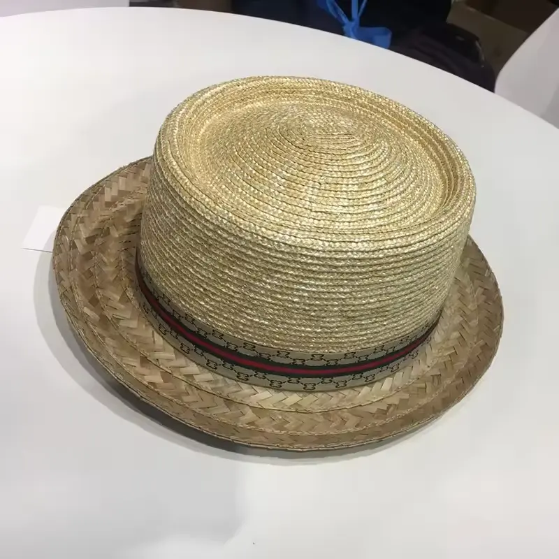 Women Crocheted Packable Raffia Hat With Ribbon Summer Wide Brim Sun Protection Cap Beach Rolled Straw Hat