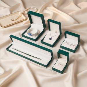 Boîte à bijoux rectangulaire en similicuir, motif uni, personnalisation du logo, ensemble d'emballage <span class=keywords><strong>de</strong></span> bijoux en trois parties doré pour bagues - Product Image 4