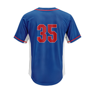 Maillot de baseball 26-27 personnalisable, anti-décoloration, en tissu extensible anti-transpiration, avec bordure rouge et côtés contrastants - Product Image 4