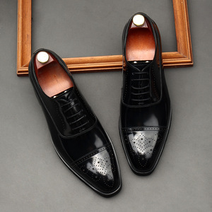 Chaussures habillées formelles pour hommes de haute qualité – Nouvelles chaussures décontractées respirantes à lacets, à bout rond et semelle épaisse, idéales pour les mariages - Product Image 4