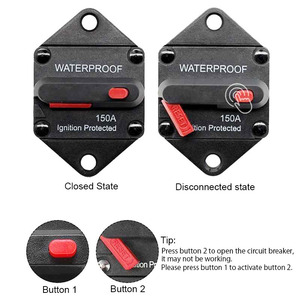 <span class=keywords><strong>Disjoncteur</strong></span> 12V 24V 32V DC 150A avec <span class=keywords><strong>bouton</strong></span> <span class=keywords><strong>rouge</strong></span> réinitialisation manuelle IP65 pour moteurs de pêche à la traîne de camions automatiques - Product Image 4