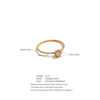 JINYOU 7722 Größe 6789 Zierlicher Gedrehter Edelstahl Solitär-Ring PVD Echtvergoldet Kubische Zirkonia Ringe Schmuck