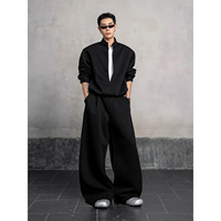 Nouvel ensemble deux pièces tendance pour homme, style coréen, col montant, pull ample et pantalon décontracté, collection Printemps-Automne 2026