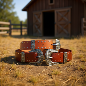 Cinturón de Cuero Genuino Angelina de 3 cm x 100 cm, Estilo Occidental con Hebilla Plateada, Cinturón Casual para Hombre - Product Image 2