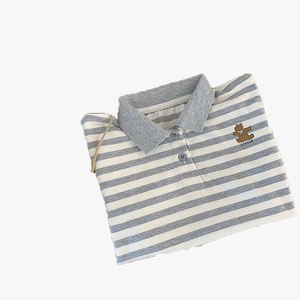 Polo à manches courtes pour garçons, T-shirt rayé pour enfants, nouveau style d'été, haut tendance à motif de dessin animé pour jeunes enfants - Product Image 4