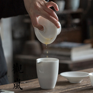 Dehua White Porcelain Fairness Cup Cylinder Shape Heat Resisting For Kung Fu <b>Tea</b> <b>Set</b> Afternoon <b>Tea</b> Use - Product Image 1