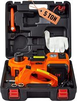 Gato hidráulico eléctrico de acero 5 en 1 para coche, 5T DC12V con llave de impacto, inflador de neumáticos, luz LED integrada y elevación rápida