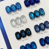 Nouvel arrivage Automne/Hiver : Kit de vernis gel liquide œil de chat français 10 couleurs, bleu métallisé, avec perles de verre, pour créations magnétiques DIY, pour salons de manucure