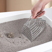 Pelle à crottes en acier inoxydable, grande pelle à litière pour chat en métal, manche en acier, accessoire pour litière pour chat, vente en gros