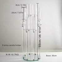 Nuevo Candelabro de Cristal para Boda, con 3/5/8/9 Brazos, Portavelas de Cristal Transparente para Centros de Mesa y Decoración de Bodas