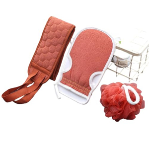 Cepillo de Baño 3 en 1 de Viscosa Natural, Toalla Exfoliante Delicada con Cinturón para Ducha - Product Image 1