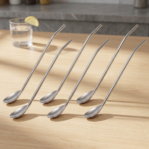 Metal <b>Drinking</b> <b>Straws</b> 4 Pack Reusable Minimalist Bar Accessories Stainless Steel Flexible Design - Product Image 5