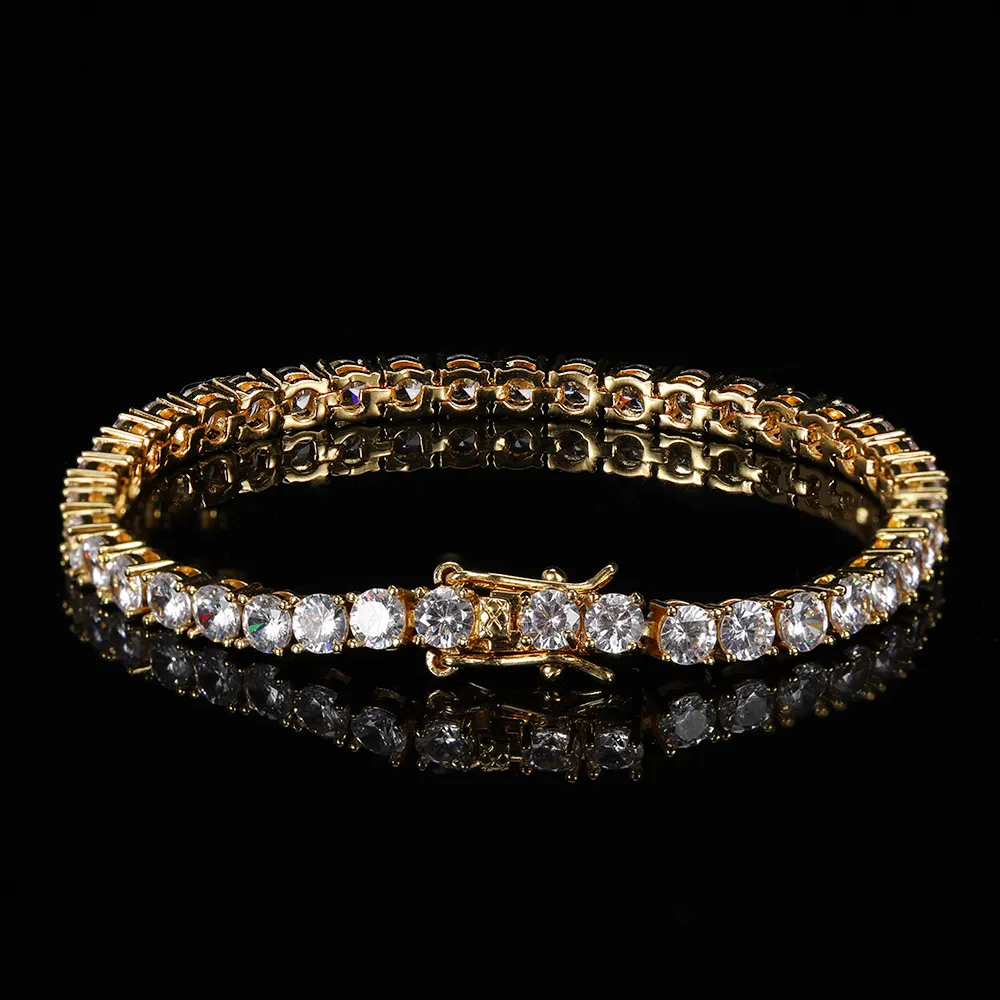Fashion Jewelry Hip Hop Tennis Bracelet Alloy Crystal Charm Bracelet Factory Clear Crystal Diamond Beaded Bracelets for Women