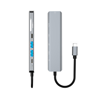 Adaptateur Hub USB Type C 7 en 1, Lecteur de Cartes Multiport 4K HDTV USB3.0 TF PD SD en Alliage d'Aluminium en Stock, Accessoires pour Ordinateur Personnel