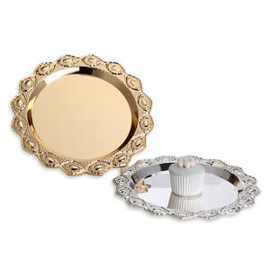 25 كعكة الفضة المطلية بالذهب ، طبق معدني لتزيين غرفة المعيشة الحديثة ، طبق الفنادق لحفلات الزفاف وحفلات الشاي بعد الظهر - Product Image 5