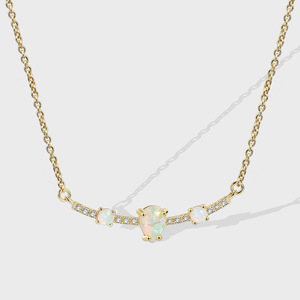 New Design Bohemia <b>Opal</b> Charm Necklace 18K Gold Plated Link Chain Fashion Brass Claw Setting <b>Pendant</b> 20inches Unisex Anniversary - Product Image 5