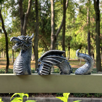 Statue de dragon noir et blanc pour jardin extérieur européen et américain, décoration artistique pour la maison et le balcon