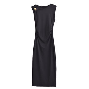 ชุดเดรสผู้หญิงทรงเข้ารูปผ้าซาตินแขนกุดแต่งขอบลูกไม้ระบายช่วงสะโพกพร้อมสายรัดสำหรับฤดูร้อนจาก IStapromo Gifts - Product Image 3