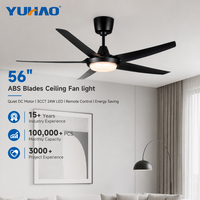 Ventilateur de plafond LED BLDC robuste et dimmable de 46 pouces en ABS acrylique pour villa, salon et salle à manger, avec éclairage, OEM/ODM