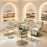 Ensemble table et chaise pour nail art en verre - Petite table de nail art luxueuse, tendance et idéale pour Instagram