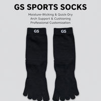 Chaussettes à cinq doigts avec logo personnalisé, mélange de laine superwash, résistantes au rétrécissement, en tricot élasthanne, avec revers côtelé noir et séparation des orteils