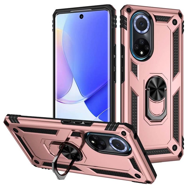 For Huawei Nova 9 Ring Series Shockproof 360 Rotating Metal Ring Holder Phone Cover with Bracket and Kickstand