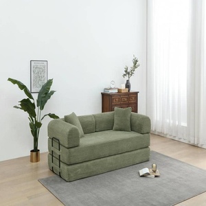 โซฟาเบดผ้ากำมะหยี่สีเขียวทันสมัย แบบโมดูลาร์ พับเก็บได้ พร้อมเบาะรองหลัง ชุดโซฟาอเนกประสงค์ - Product Image 3